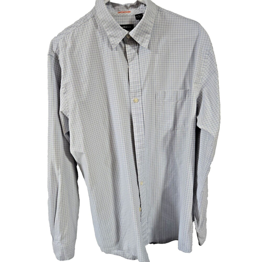 van heusen dress shirt L Travelers Edition. Light Blue Check Classic Fit